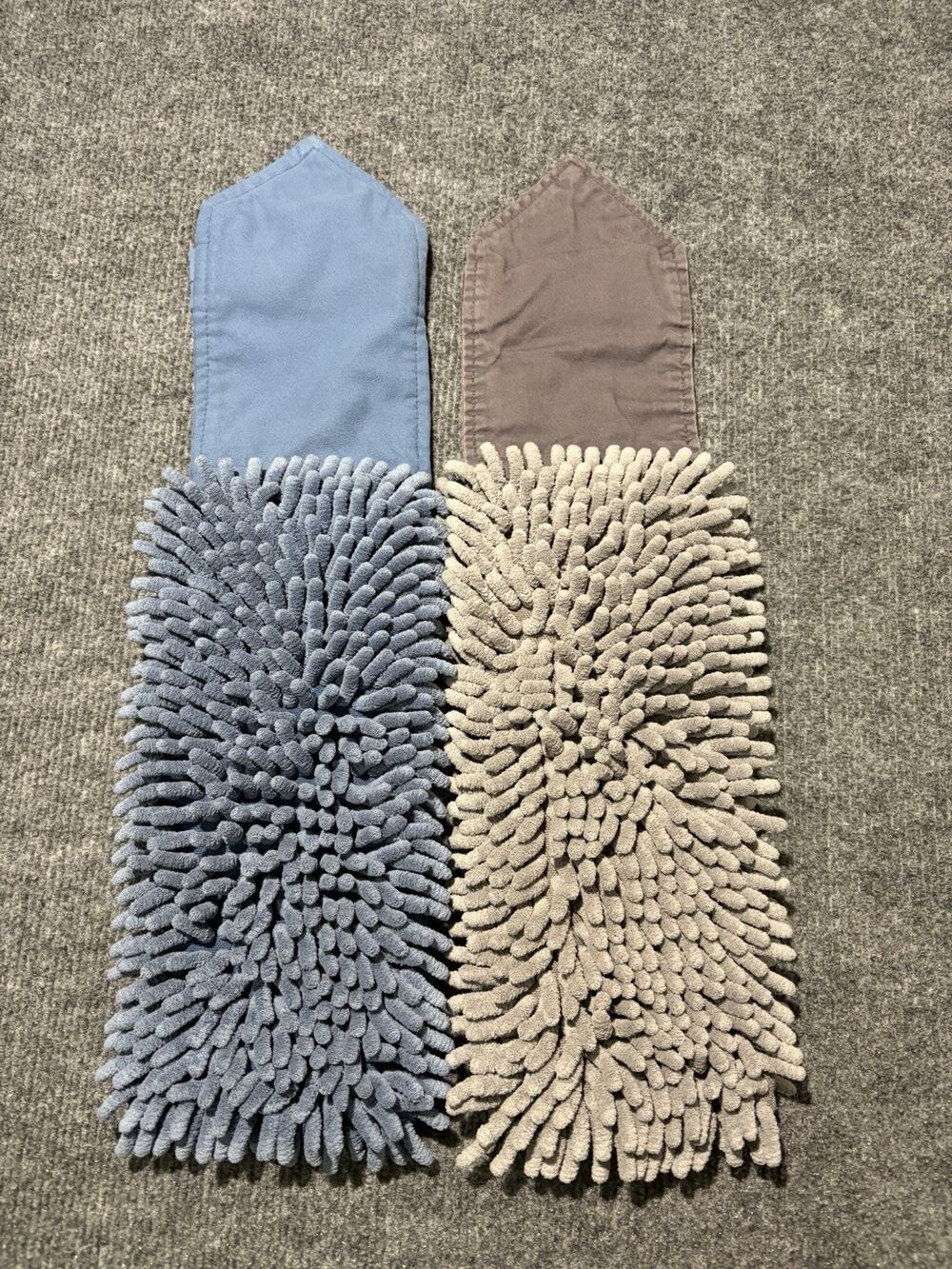 NORWEX Set of 2 Chenille Bath Hand Towels Baclock Graphite Gray/Blue Microfiber